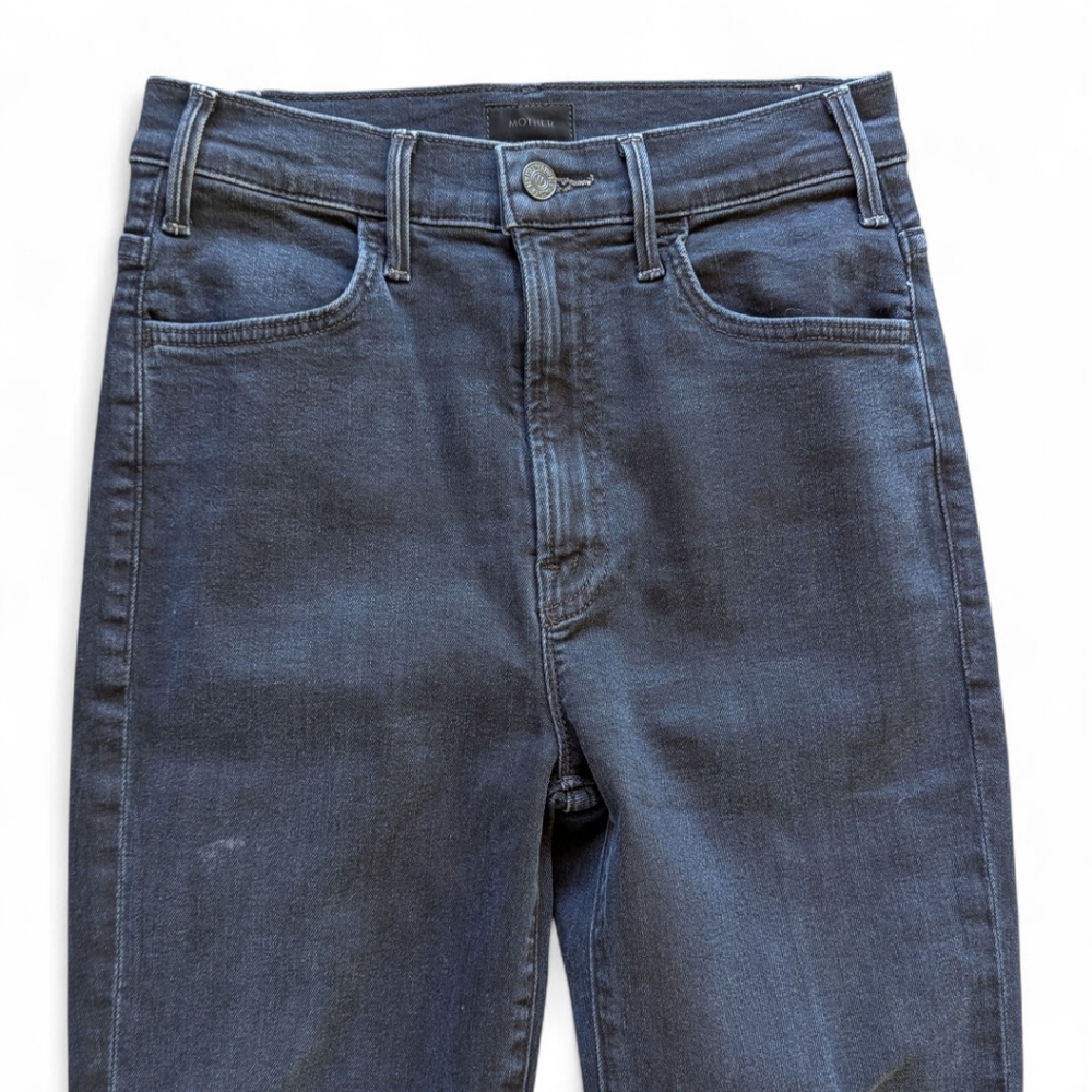 Mother Hustler Fray Jeans Sz‎ 27 Night in Paris Dark Blue Denim Raw Hem Flare - Picture 8 of 14